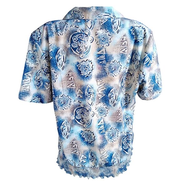 Vintage Women's Blouse Medium 12 Lauren Lee 1990's Button-Up Abstract Padded - Picture 5 of 6